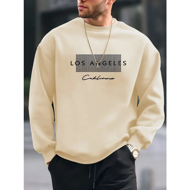 بلوفر رجالي كاجوال فضفاض للخريف والشتاء مطبوع عليه حروف لوس أنجلوس برقبة دائرية وأكمام طويلة #2