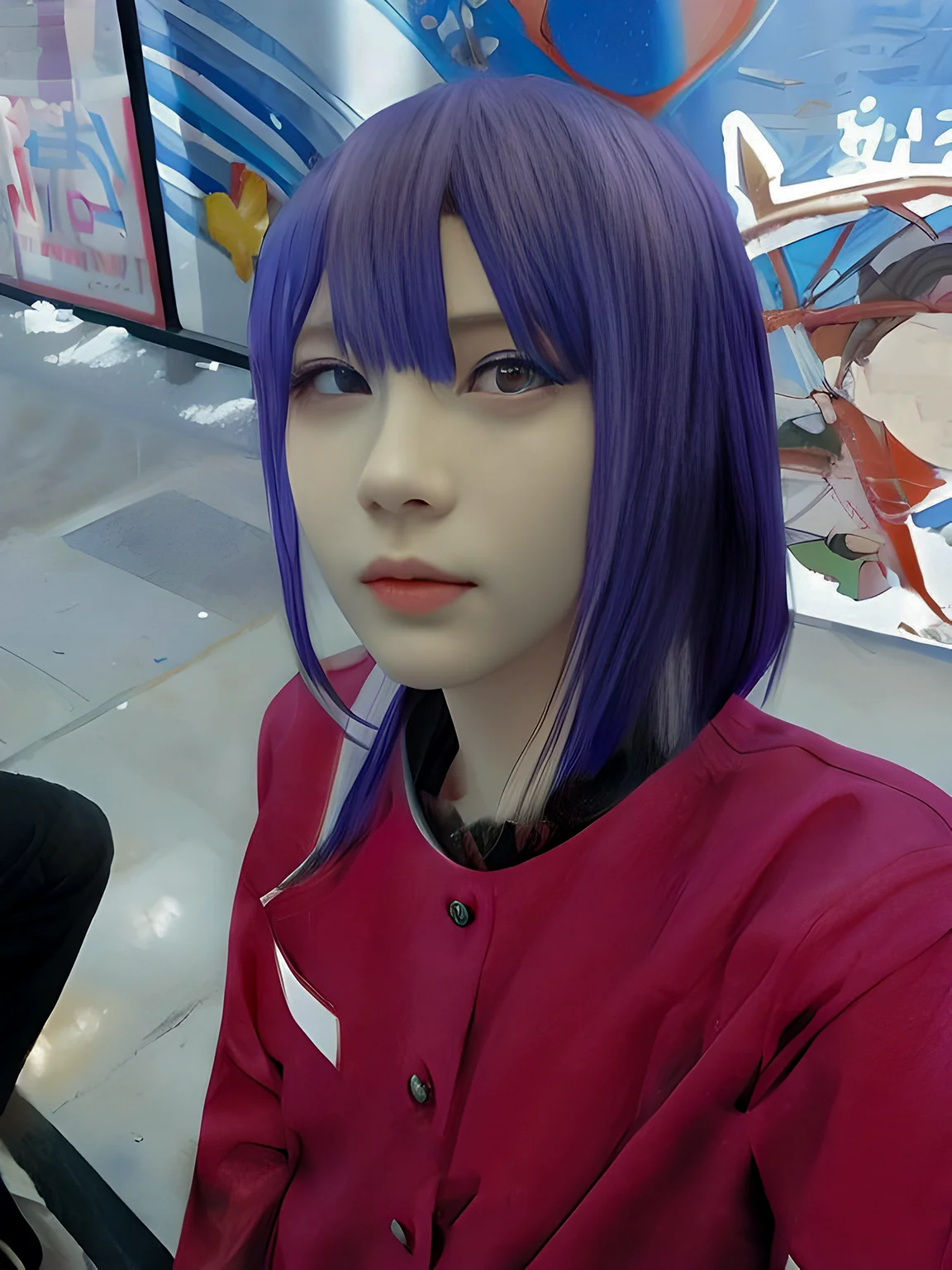 

Игра The Hundred Line Tsukumo Ima Косплей Парик Фиолетовый смешанный серебряный парик с короткими волосами Парик для Хэллоуина