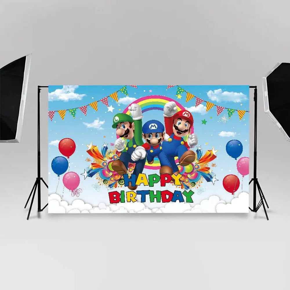 Fondos de fotografía de dibujos animados de Super Mario, papel de fondo para fotografía, accesorios para estudio fotográfico, producto para sesiones de fotos