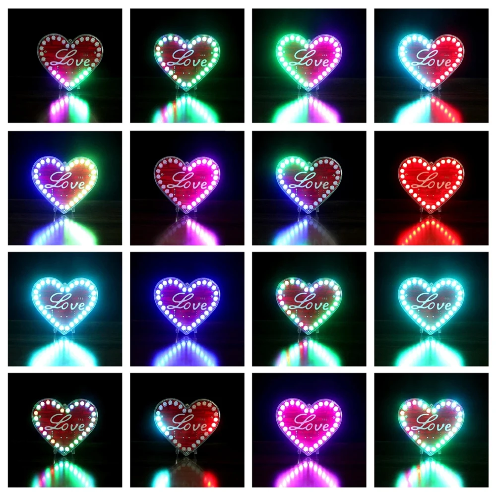 Kit électronique de bricolage LED, lumière clignotante colorée en forme de cœur, composants SMD, kit de soudage