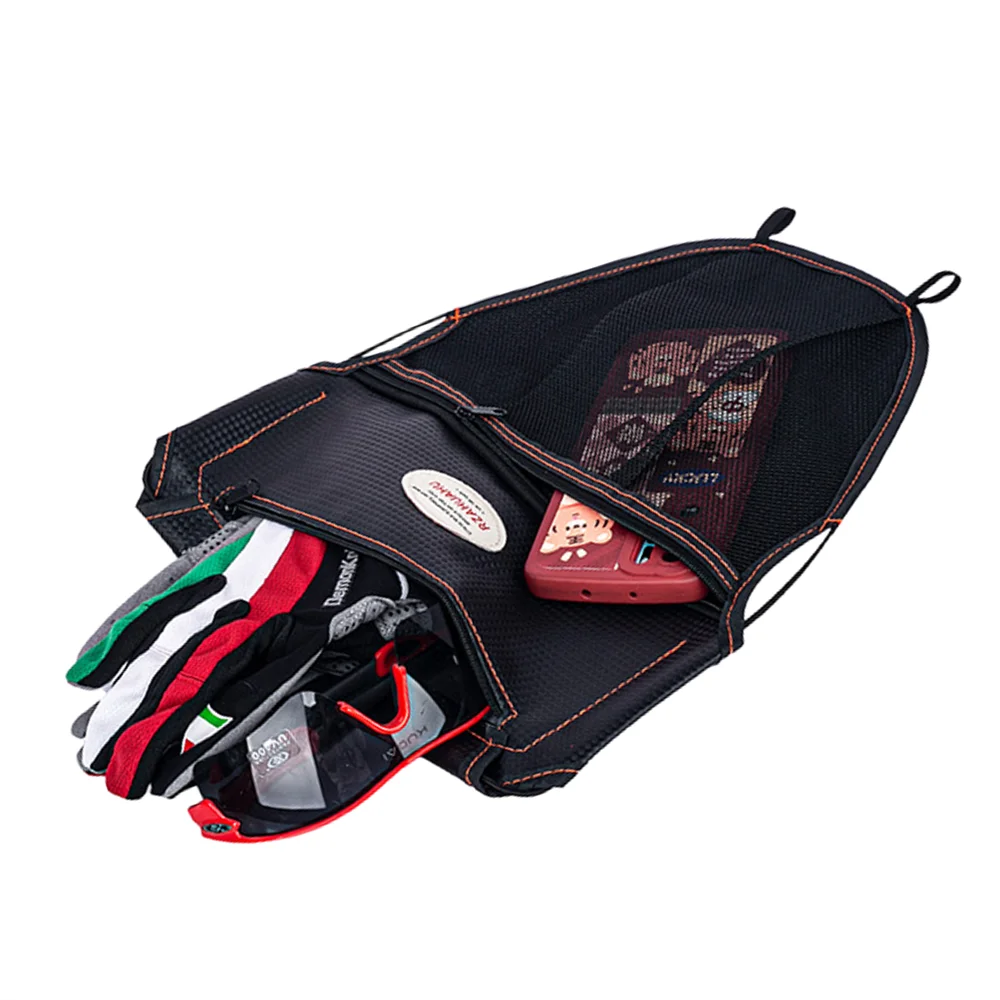 Motorcycle Scooter Seat Bag PU Leather Scooter Under Seat Storage Pouch Bag Dual Pockets Organizer For Wallets Documents Cards