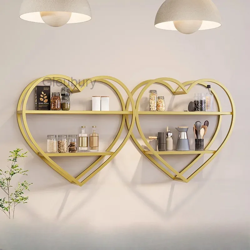 Creative Wall Mounted Love Storage Rack, Washbasin, Cosmetics Wall Mounted Wine Rack, Wall Mounted Storage Rack Bathroom Shelves