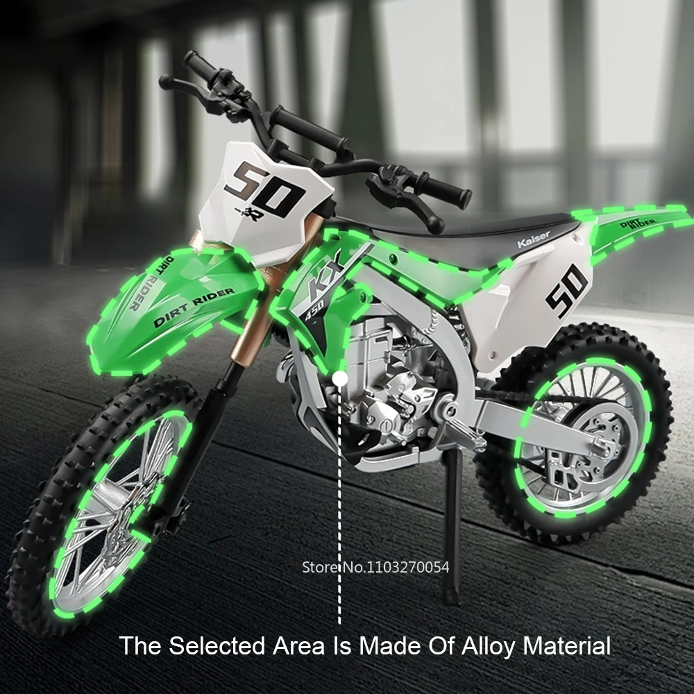1:12 가와사키 KX450 닌자 400 합금 다이캐스트 오토바이 모델 장난감 자동차 앞바퀴 연결 충격 흡수 오토바이 어린이 선물