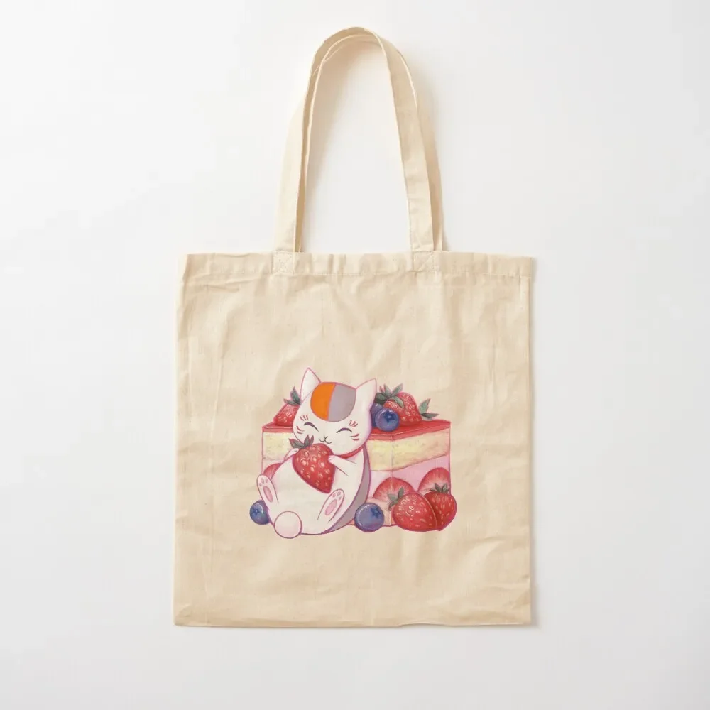 Nyanko With strawberry Tote Bag university shopper bag canvas bags Tote Bag