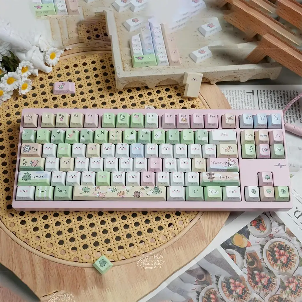 

Crush neo cycle evo изготовленная на заказ механическая клавиатура с медведем для кемпинга, оригинальная сторона через колпачок