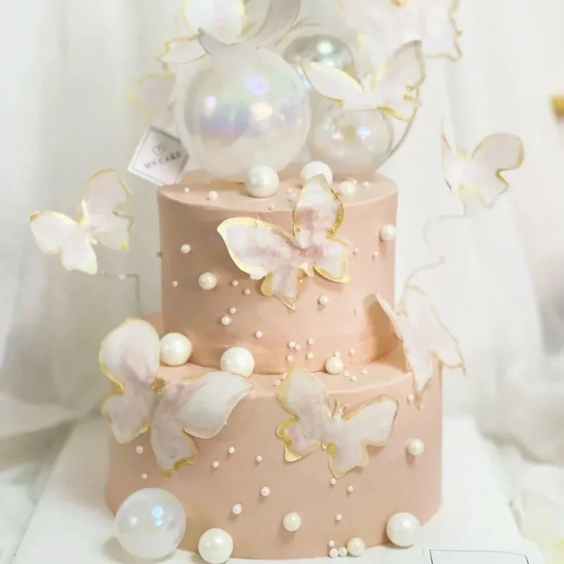 Plastic Handmade Imitation Double Layer Crown Cake Model Sample Ornaments Birthday Party Accessories Window Display Decoration