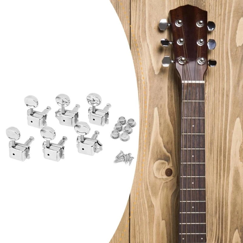 yunyun Guitar Tuning Machines 6 in Line Guitar Tuning Pegs Machine Head Tuners String Tuning Pegs Tuning Key Pegs for Guitars