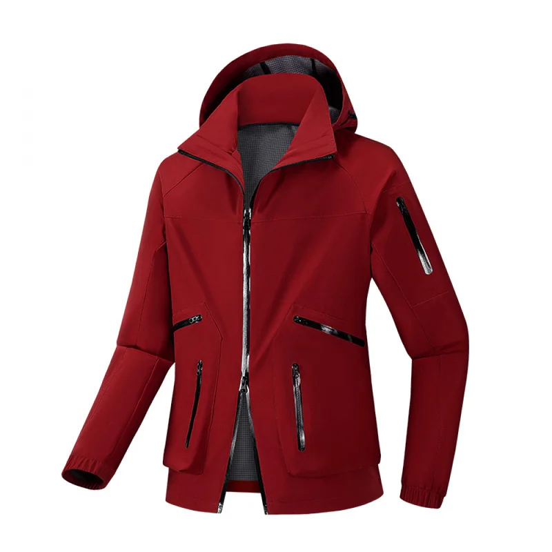 QICHE 2026 Unisex Outdoor Hooded Shell Jacket, Spring Autumn Windproof Waterproof Workwear Couple Coat for Hiking Trekking