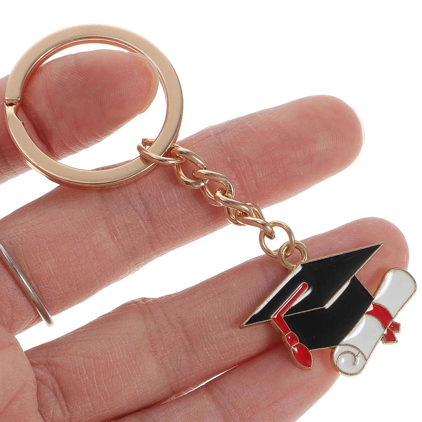 5pcs Graduation Season Keychain Pendants Doctoral Hat Metal Key Ring Gift Bag Backpack Hanging Charms