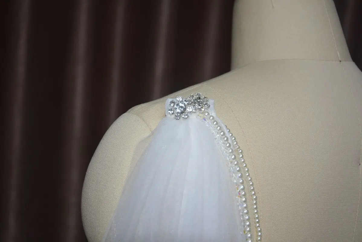 Bridal  Wedding Veil Cape,  Crystal beads veil wedding accessories