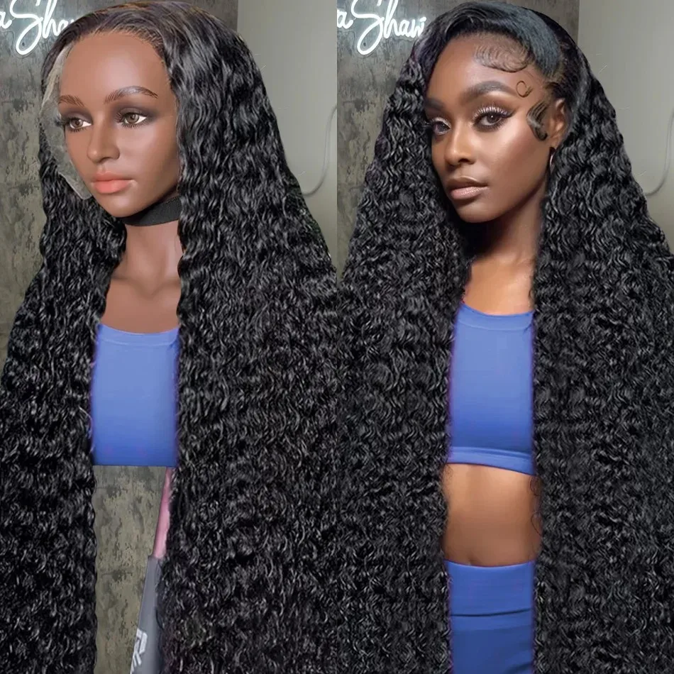 250 Density Lace Front Wig PrePlucked For Black Women 13x6 HD Transparent Deep Wave Lace Frontal Human Hair Wig