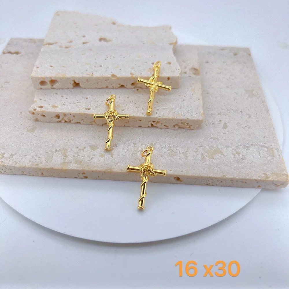2Pcs Christian Cross Pendant for Diy Necklace Making Accessories Copper Zircon Woman Men Popular Jewelry Supplies Wholesale