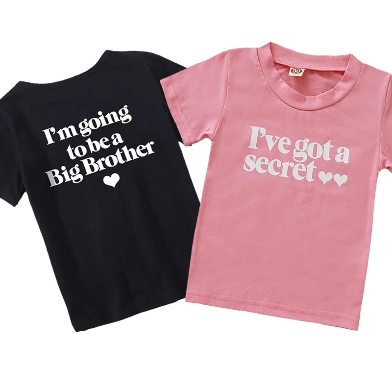 I\'m going to be a big sister brother Print Kids Tshirt Funny Short Sleeve Baby Boys Girls Cotton Letters Tops Toddler Summer Tee