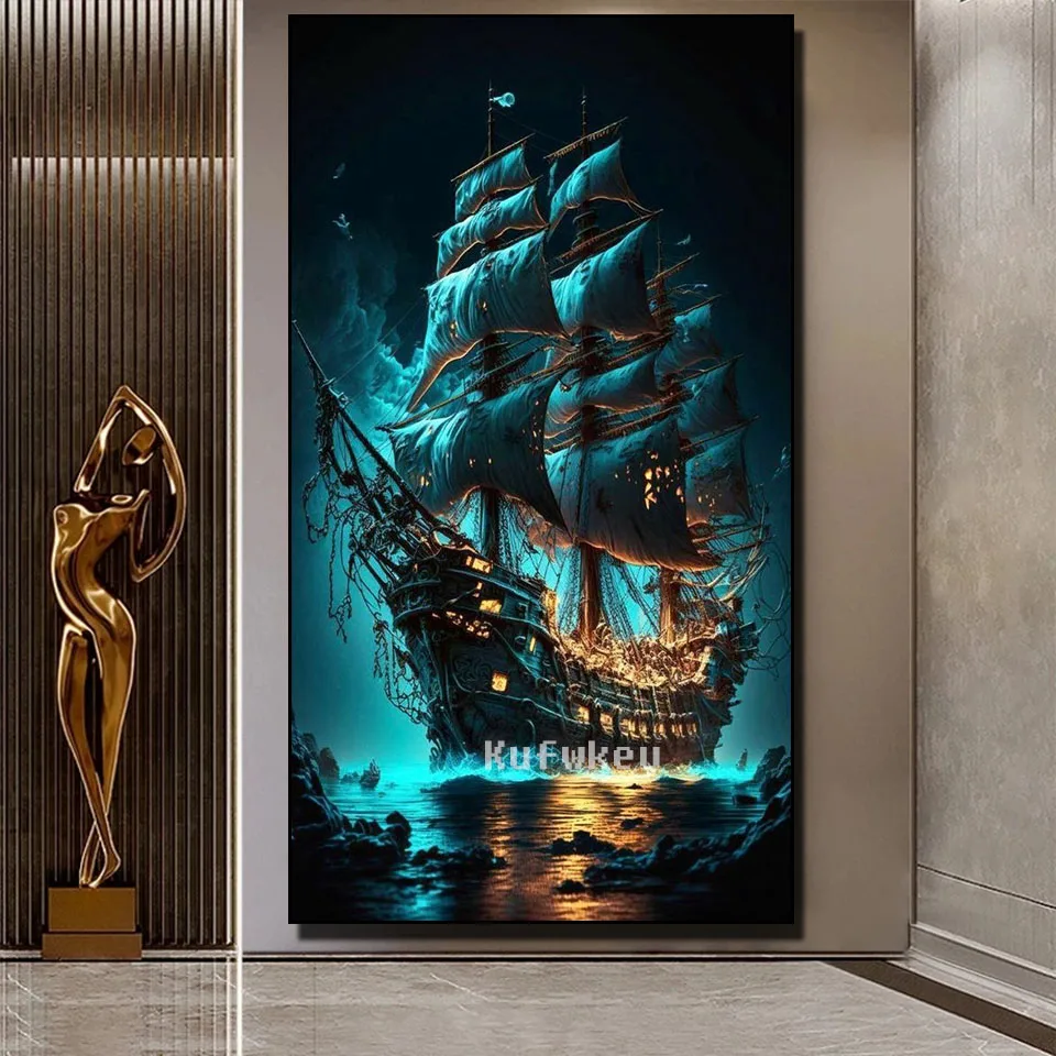 Pirate Boat Diamond Embroidery 5D Diamond Painting Art Cross Stitch Kits Home Wall Decor Handmade DIY Gift 2023 New Collection