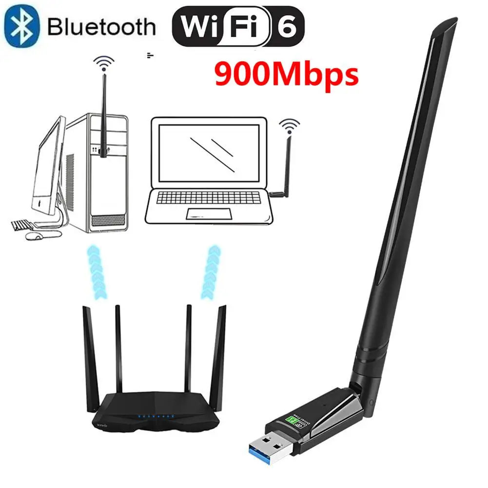 1800Mbps WiFi 6 USB Adapter Dual Band 2.4G/5.8Ghz Wireless Network Card USB 3.0 Bluetooth 5.3 Dongle WiFi Receiver For Laptop PC