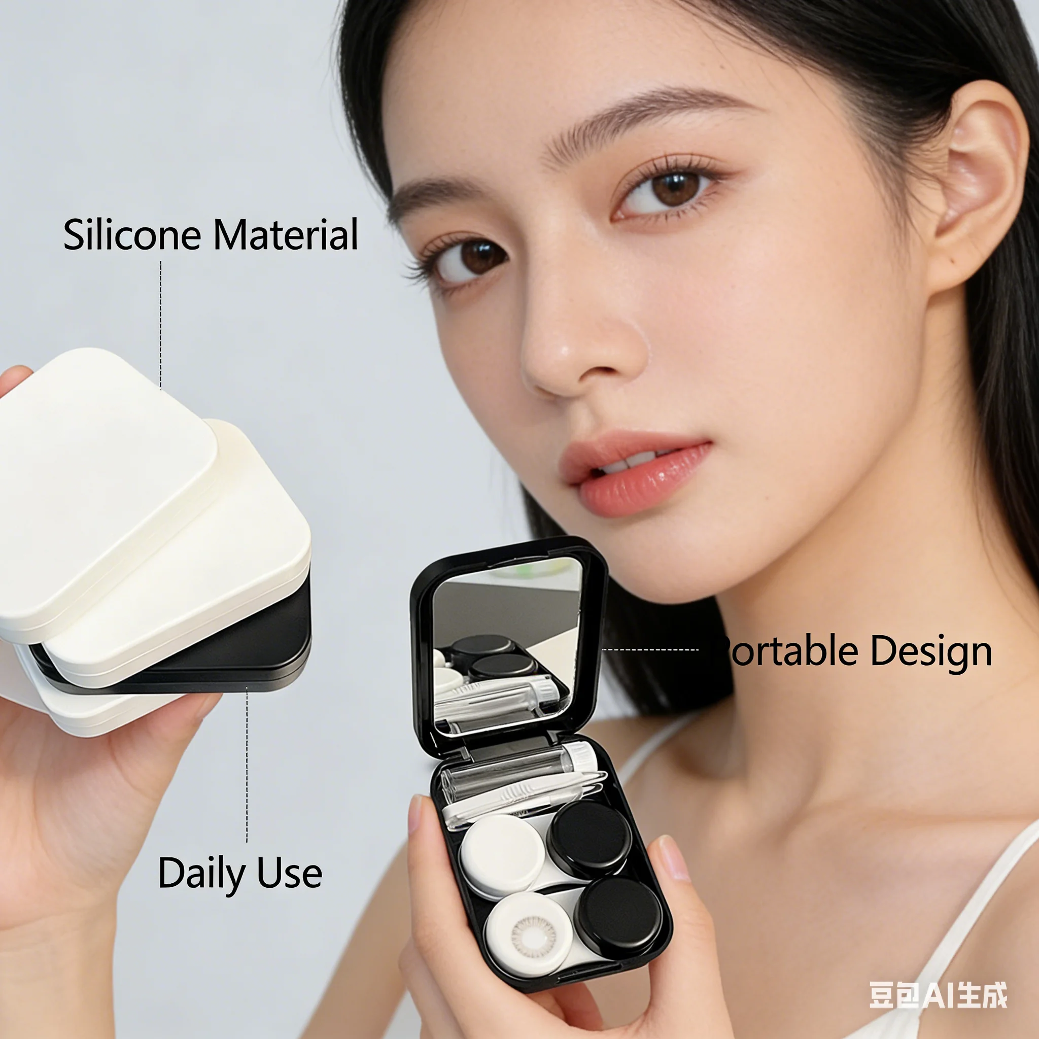 

KLASSNUM Portable Contact Lens Case with Mirror Travel Eye Care Kit Pocket Storage Box Container Tweezers Suction Stick Tool