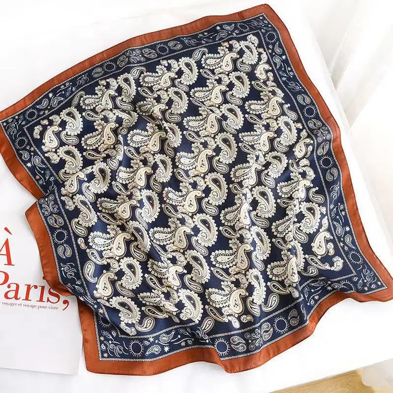 

70cm Spring Summer Vintage Scarf Small Square Scarf Female Korean Artistic Decorative Paisley Neckerchief Kerchief Scarf Women