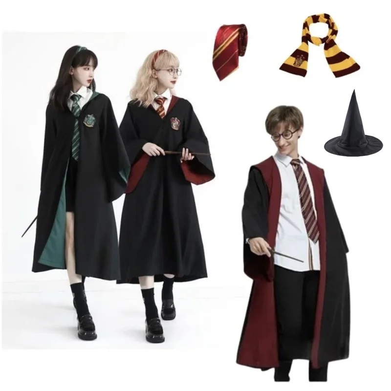 School of Witchcraft Harris Sets Performance Cloak Anime Halloween Adult Children\'s Cosplay Clothing Wizardry Cap Tie Scarf Gift