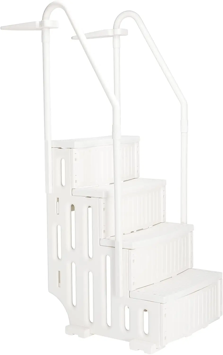 

Swimming Pool Ladder Heavy-Duty 4 Safety Step Above Ground Stair Entry System with Handrails, 33.5” x 27.2" x 77.9", White