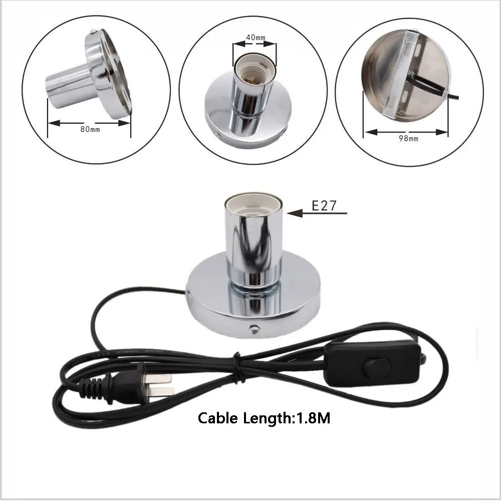 Polished Metal Desktop Lamp Base Night Light With Line Lamp Head E27 Lamp Socket Lamp Seat Table Bar Cafe Living Room Bedroom