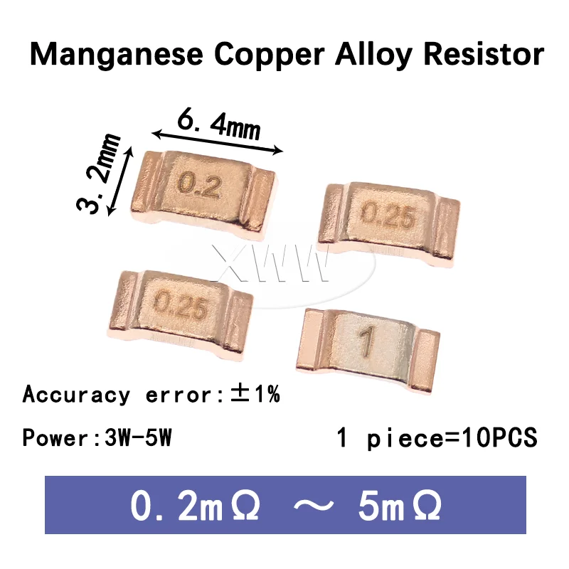 2512 Manganese Copper Alloy Chip Milliohm Resistor R001 R002 R003 R004 R005 Ohm 0.1 2 Milliohm Milliohm Sampling Shunt Resistor