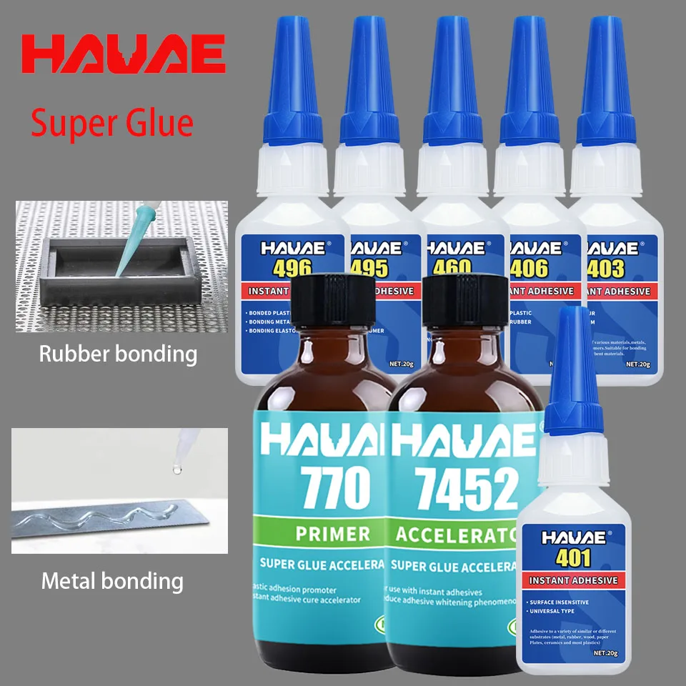 looctitf Super Glue 401 403 406 460 495 496 770 Quick drying Adhesive Metal Wood Ceramic quick drying glue Low bleaching 20g