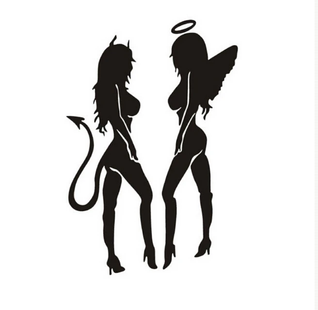 New Personalized Waterproof Super Cool Vinyl Decals Car styling Accessories Sexy Girls Car Stickers Angel Devil Demons