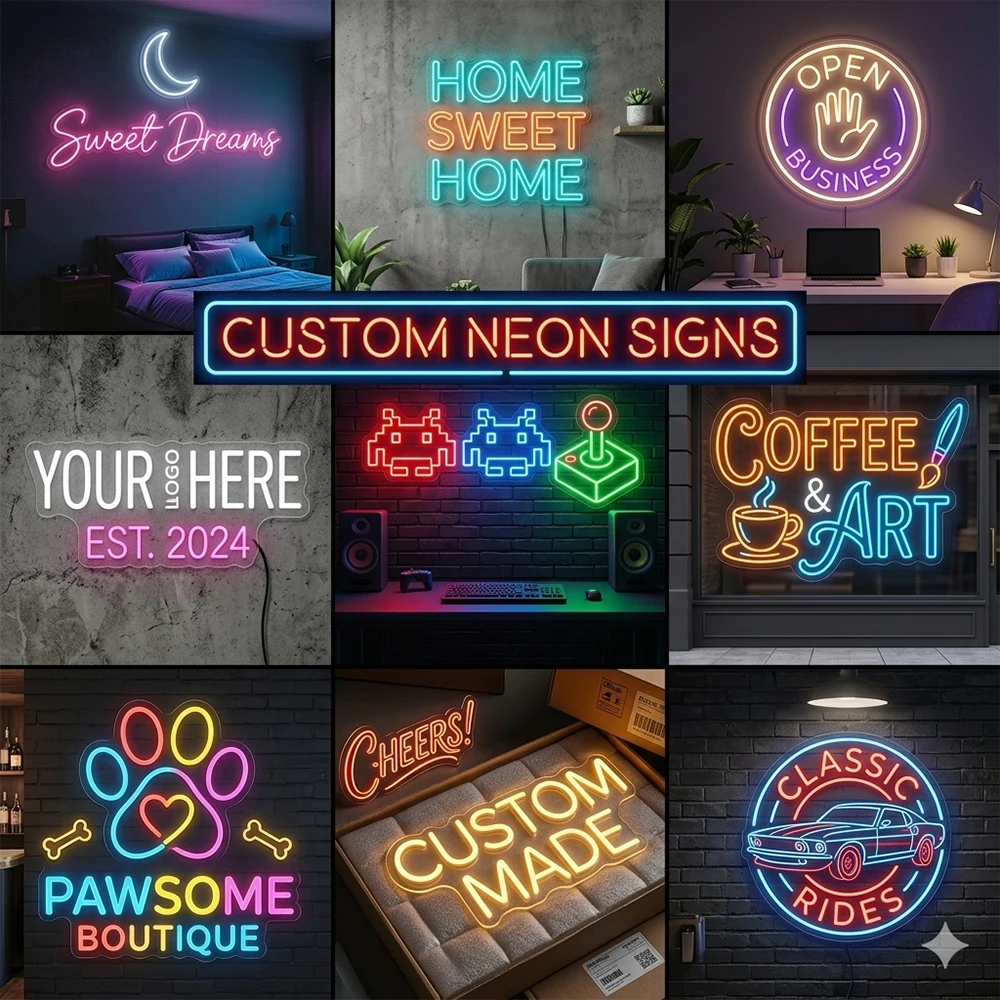 

Custom Neon Sign Acrylic LED Sign Commercial Illuminated Signage for Party Bar Nail Shop Wall Logo Decor Night light In/outdoor