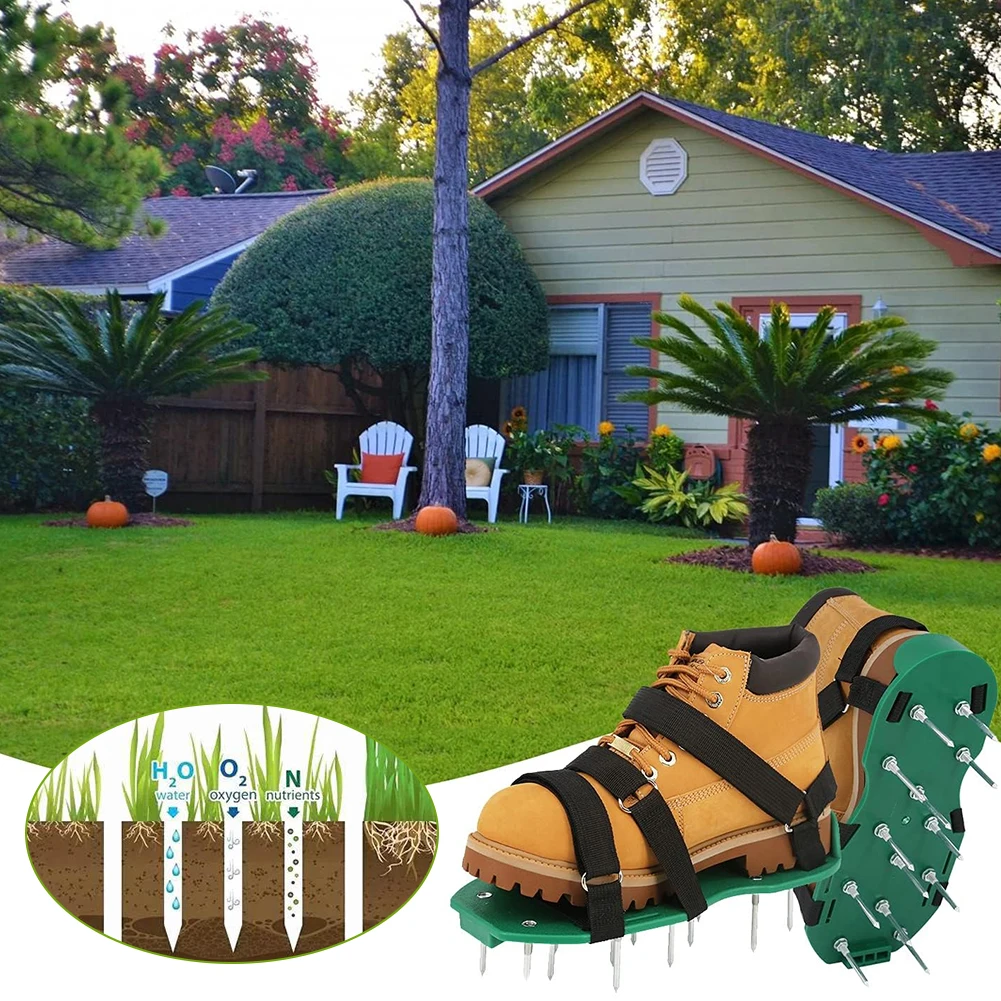 

1 Pair Garden Nail Shoes Grass Spiked Shoes With Adjustable Strap Gardening Soil Lawn Aerator Shoes Garden Yard Grass Cultivator