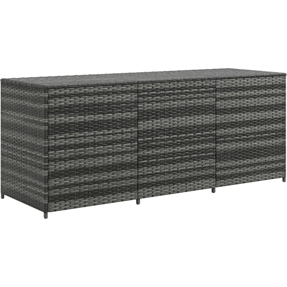 

175 Gallon Outdoor Storage Box with Inner Liner, PE Rattan Wicker Deck Box with Pneumatic Bar Lift for Indoor & Outdoor