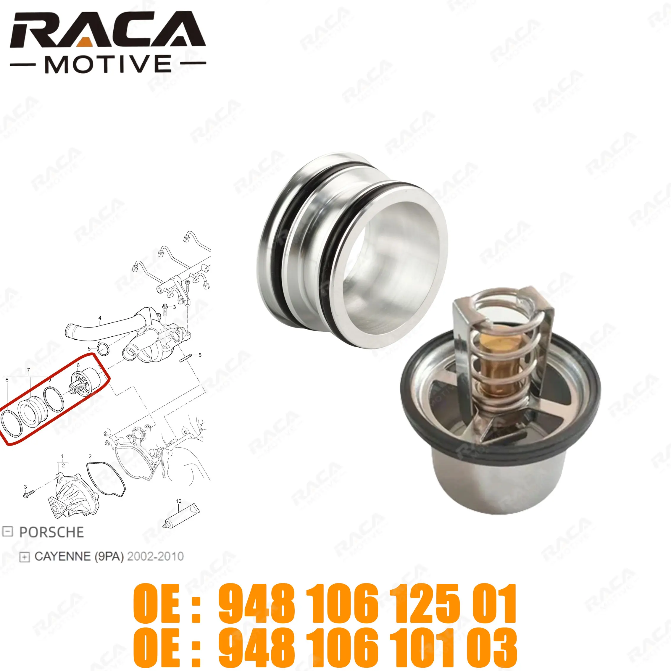 2Pcs High-Quality Car Engine Coolant Thermostat Sealing Plug Connector for Porsche Cayenne(9Pa)2002-2010 3.6L 4.8 Turbo S Gts 94810610103 94810612501