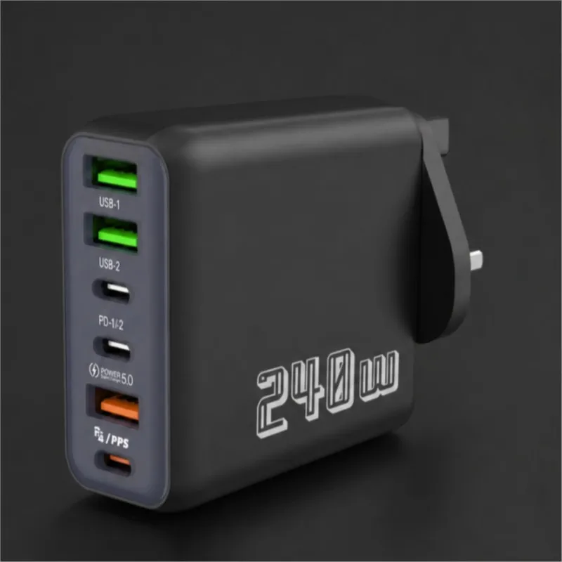240W Multi Port UK Plug Fast Charger PD QC3.0 USB Type C Wall Charger Adapter For iPhone Samsung Xiaomi Laptop Tablet Charging