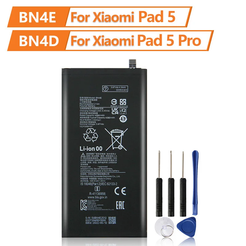 

Replacement Battery BN4D 4300mAh For Xiaomi Mi Pad 5 Pro 5Pro BN4E 4360mAh Mi Pad 5 For Recharged Phone Battery with Tools