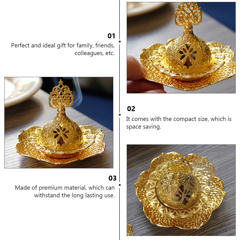 

Metal Censer Aroma Stove Home Incense Furnace Bedroom Decor Aromatherapy Holder Arab Style Incense Burner Space-Saving Design