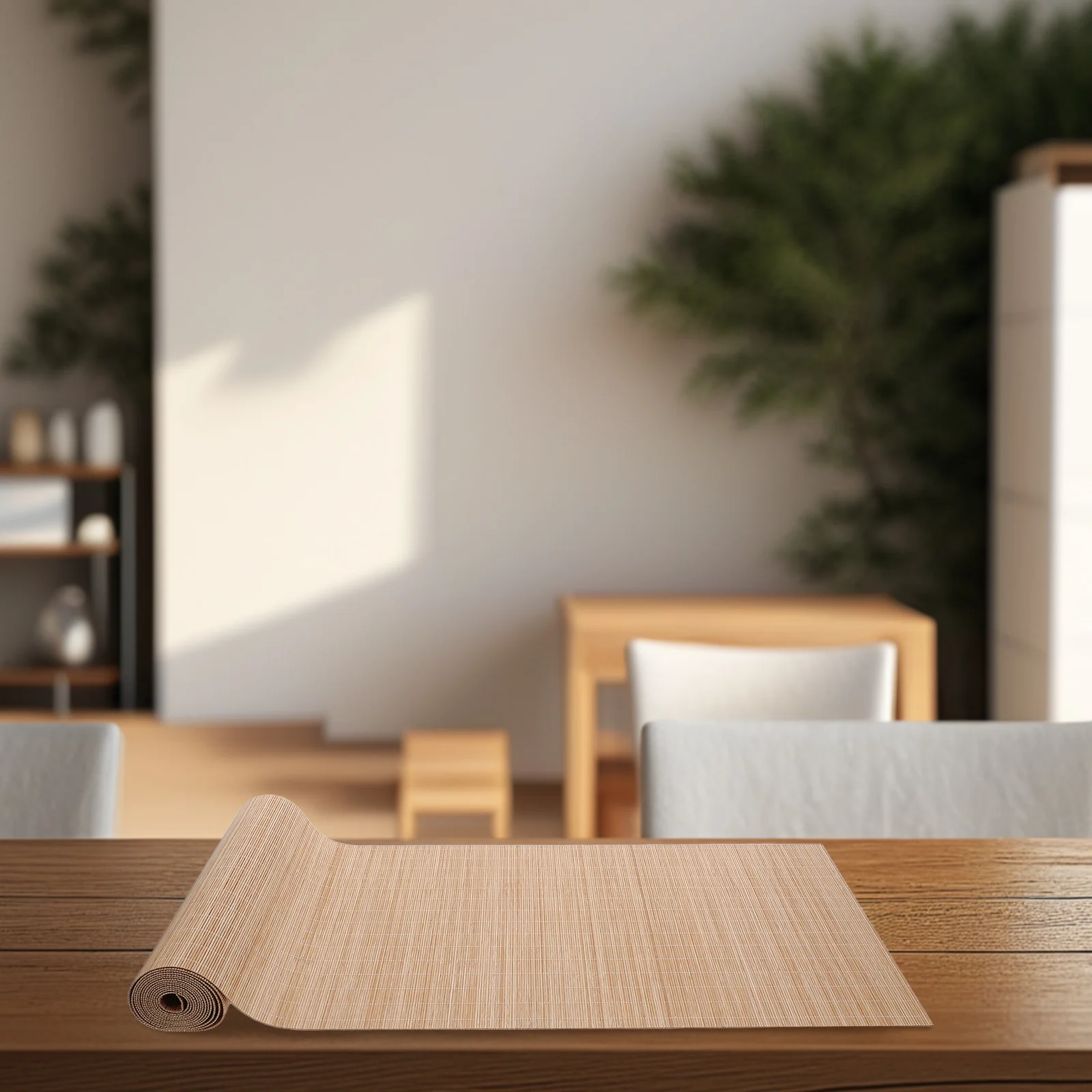 Bamboo Mat Cuttable Heat Resistant Placemats For Dining Table Kitchen Tea Decoration Roll Bamboo Runner Tablecloth