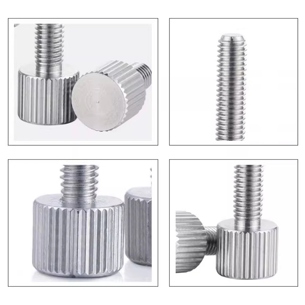Carbon Steel Nickel-plated Thumb Screws M3 M4 Flat Round Head Knurled Head Manual Adjustment Screws Thumb Bolts