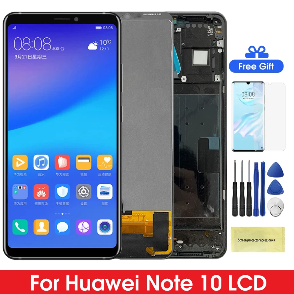 Tela lcd de 6.95 polegadas para honor note 10, painel touch screen