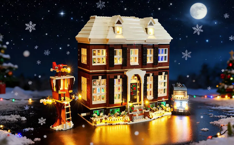 LYBMTWF LED-Beleuchtungsset, kompatibel mit Lego 21330, allein zu Hause, Hausbausteine-Modell (Modellsteine nicht im Lieferumfang enthalten). – Detail 3