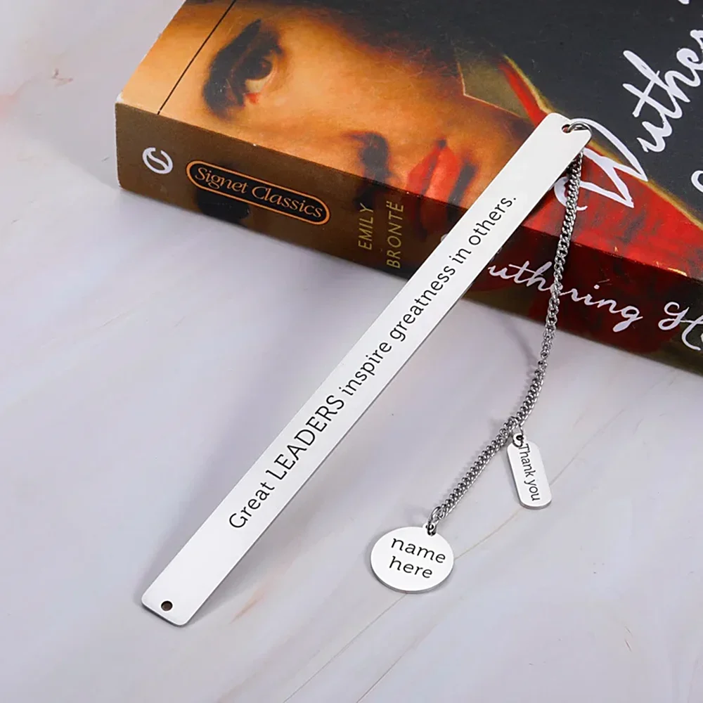 

Personalised Custom Engraved Name Phrase Bookmarks Stainless Steel Jewelry Fashion Chain Tassel Pendant Book Mark Birthday Gifts