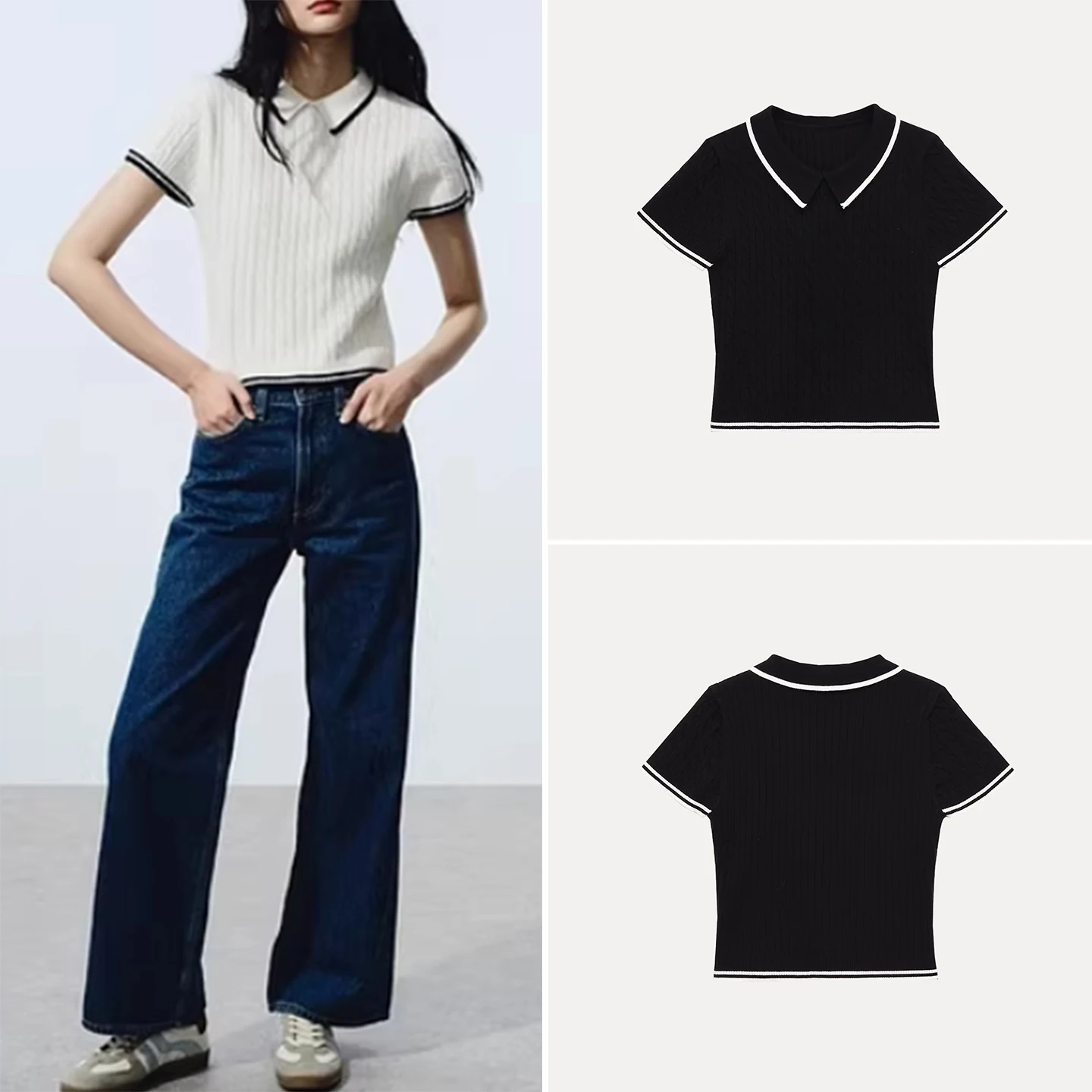 

Fashionable Casual Knitted Short Sleeve Sweater Women's Spring 2026 Multi-Color Tassel Design Slim Fit Comfortable Top