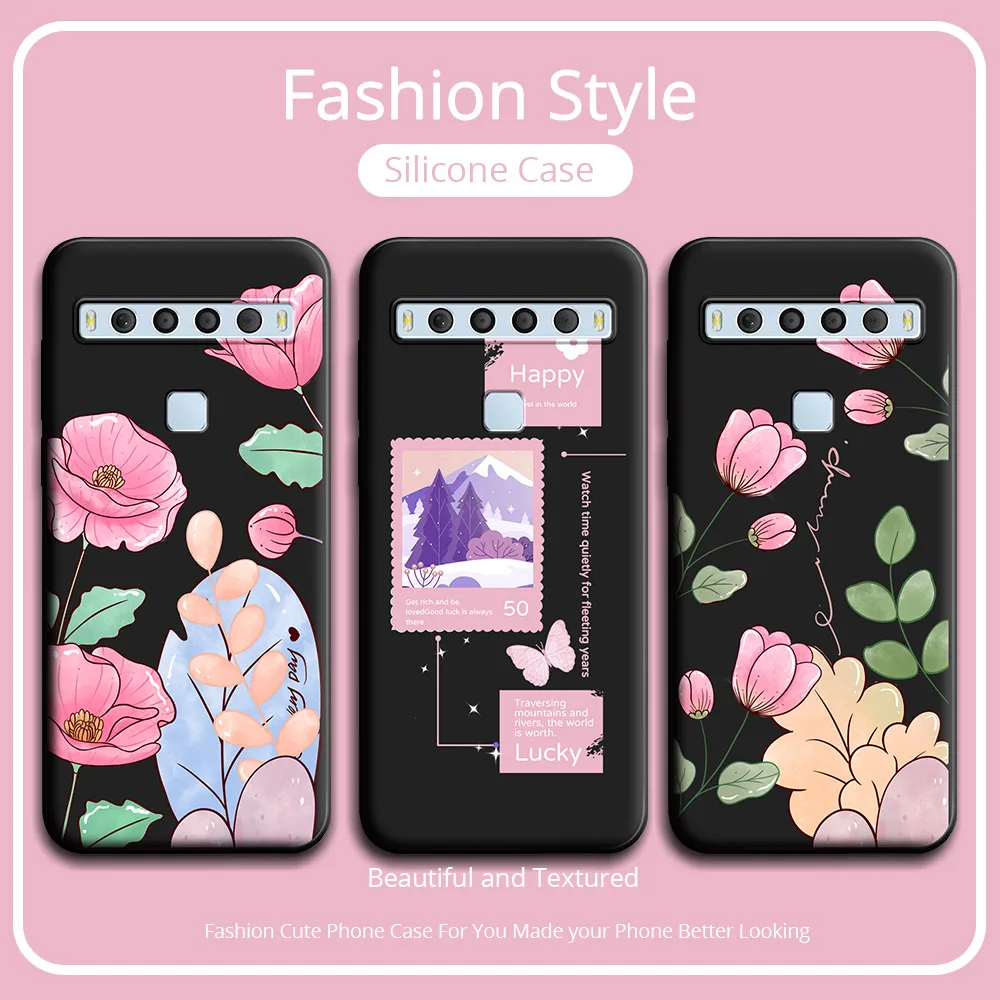 For TCL 10L / 10 Lite Case Cute Flower Soft Silicone Couple Phone Case For TCL 10L Protect Shockproof Cover For TCL 10 Lite