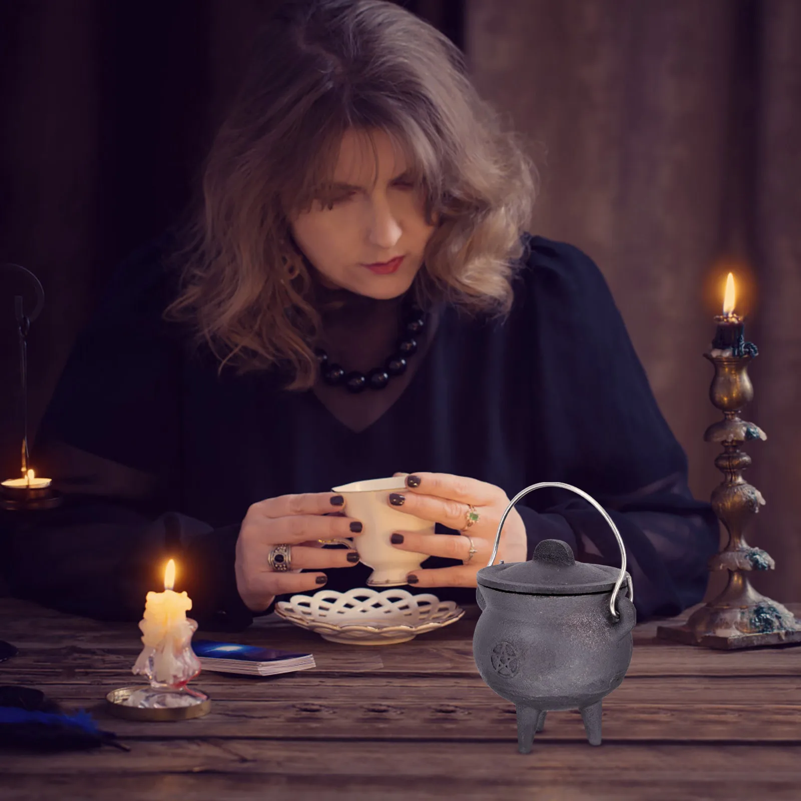 

Halloween Cauldron Decoration Home Office Iron nament Hotel Witch Pot Desktop Witch Pot nament Adornment Restaurant