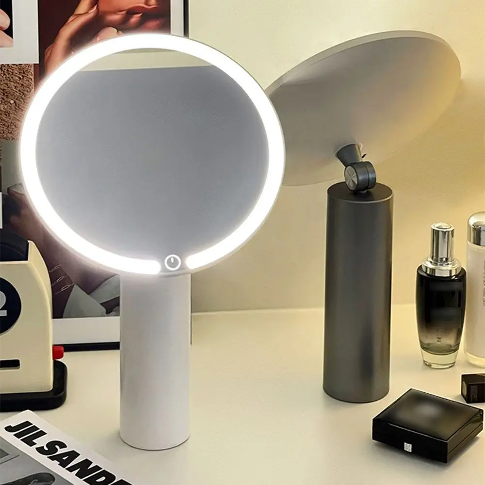 Espelho de maquiagem LED com controle de toque 3 luzes coloridas espelhos cosméticos portáteis ajustáveis regulável de alta definição