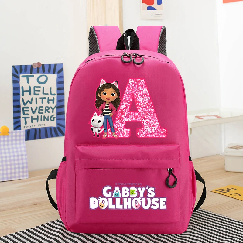 

Gabby Dollhouse Backpack Cartoon Letters A-Z Print Shoulder Bag Student Portable Stationery Storage Bags Back To School Gifts