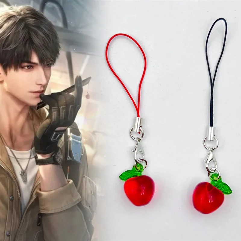 Game Love And Deepspace Caleb Cosplay Keychain Red Apple Pendant Phone Chain Keyring Jewelry Accessories Gift