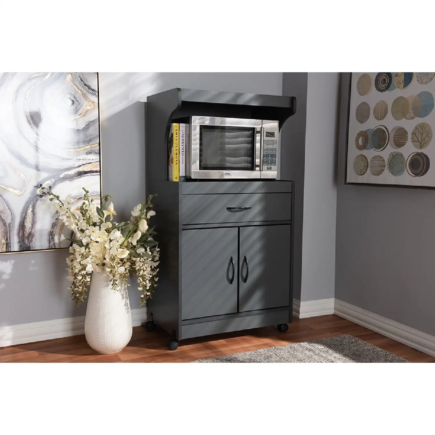 

Modern and Contemporary Dark Grey Finished Kitchen Cabinet