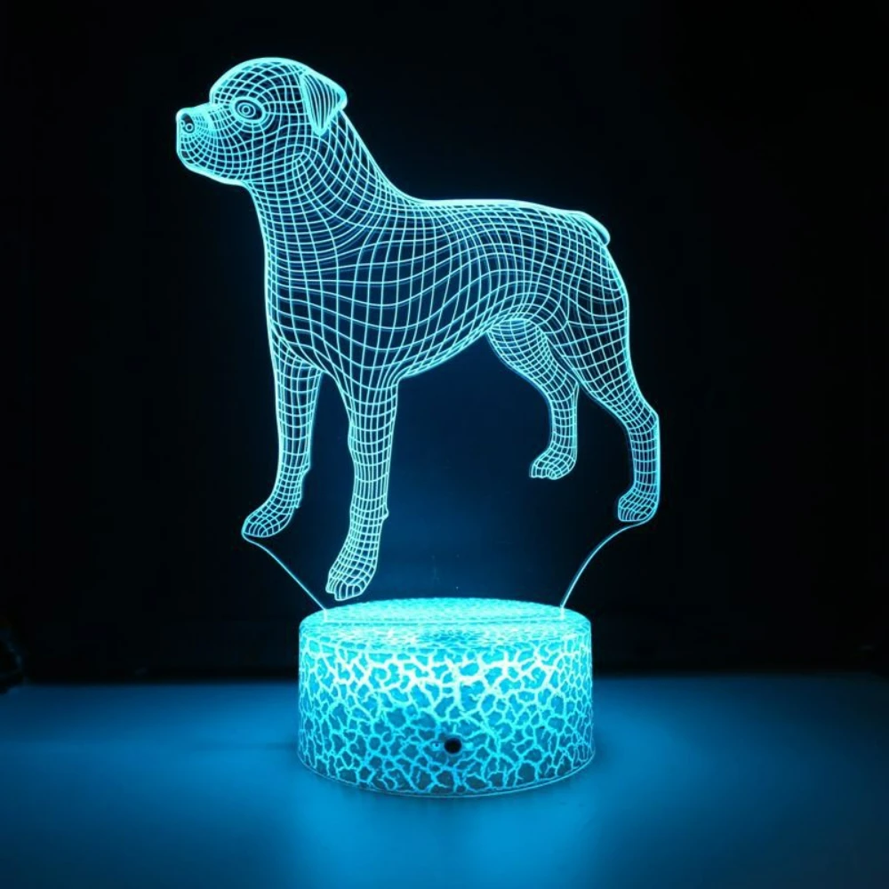 Boxer Dog 3D Illusion LED Night Light Touch 7 Colors USB Lamp Decorative Bedroom Birthday Christmas Gift for Kids Dog Lovers