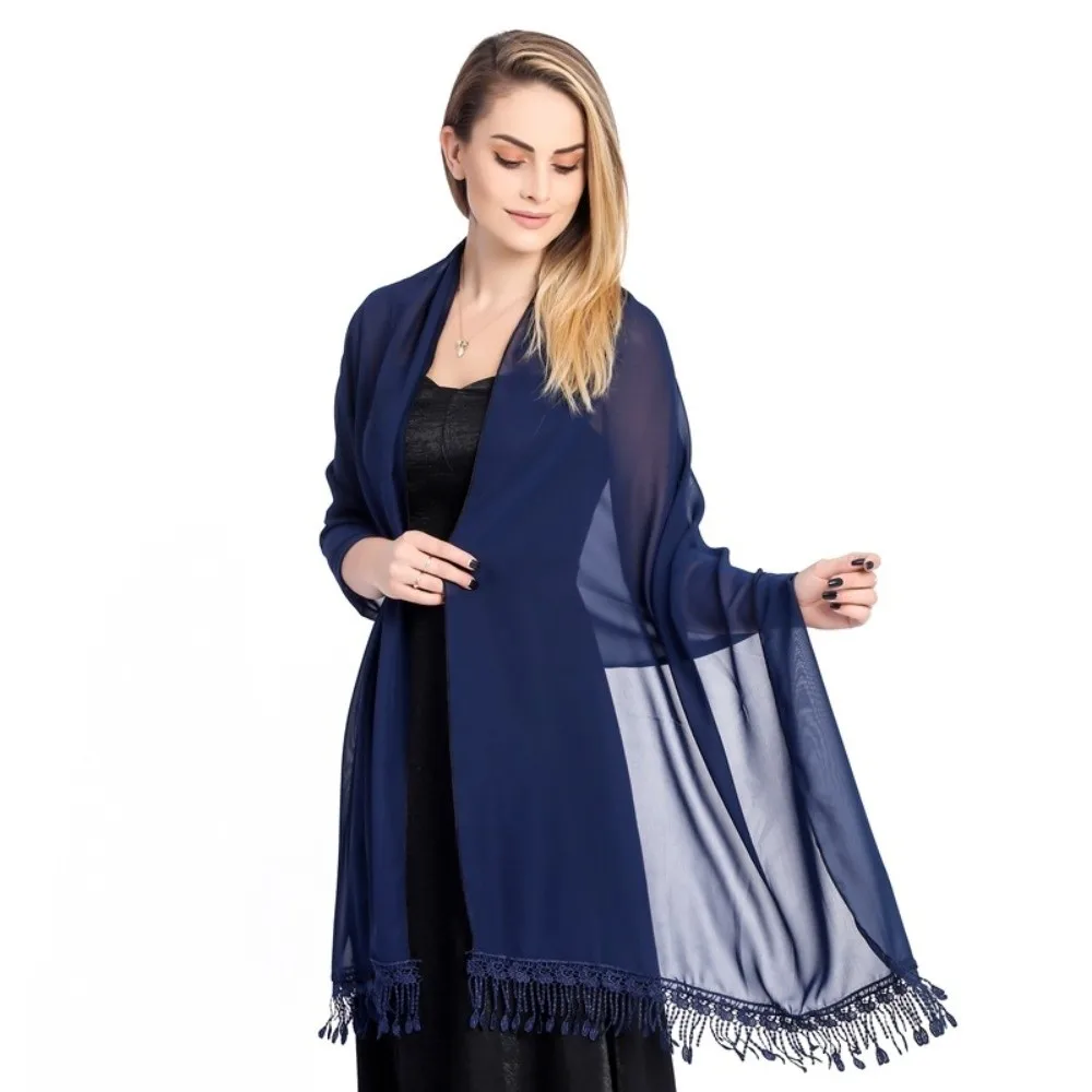 

Chiffon Women Chiffon Shawl Long Sun Protection Wedding Party Shawl Lightweight Fabric Elegant Bridesmaid Shawl Hijab