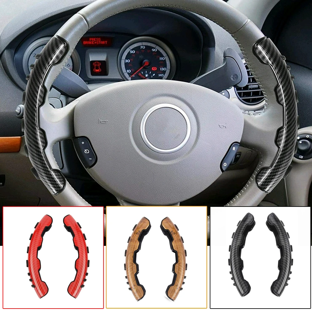 

2Pcs Car Auto Steering Wheel Booster Cover Trim Car Accessories Carbon Fiber Red Non-Slip Elastic Warm Anti Slip Wheel Cover