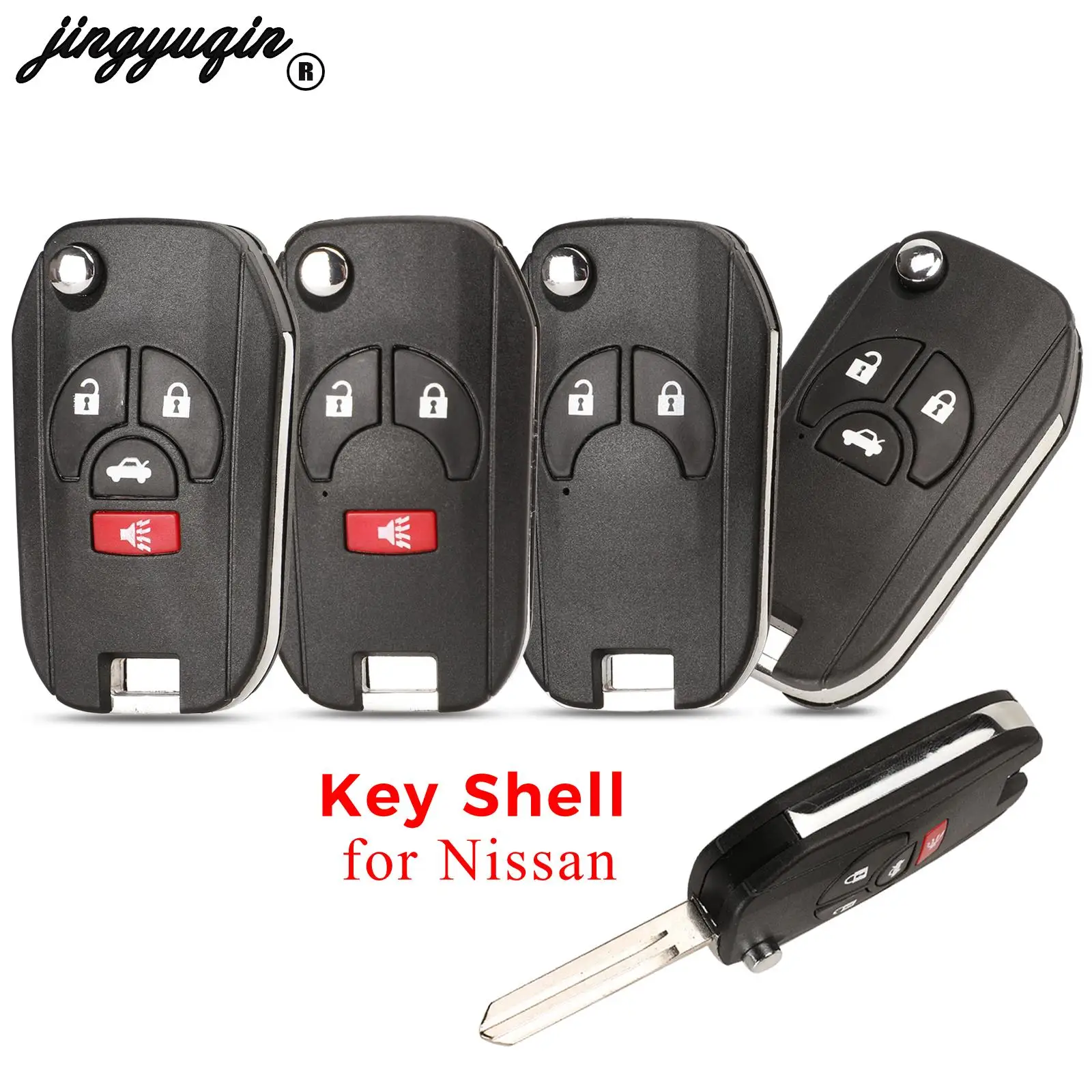 

jingyunqin Folding Flip Remote car Key Case Shell For Nissan Cube Micra Qashqai Juke Altima Maxima Sentra Versa fob 2/3/4 Button